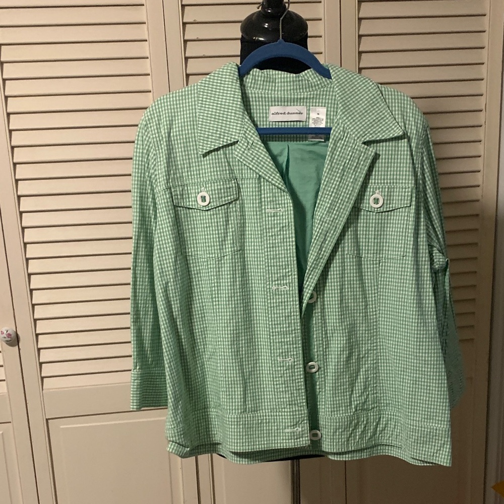 Alfred dunner  Mint Green Checkered Blazer.  D3
